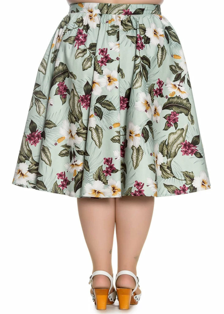 Hell Bunny Tahiti 50's Swing Skirt Green 4 Hell Bunny Tahiti 50's Swing Skirt Green - Image 4