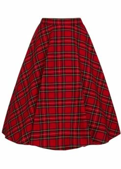 Hell Bunny Irvine Tartan 50's Swing Skirt Red