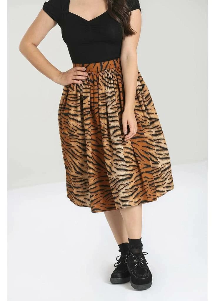 Hell Bunny Tora Tiger 50's Swing Skirt Brown 2 Hell Bunny Tora Tiger 50's Swing Skirt Brown - Image 2