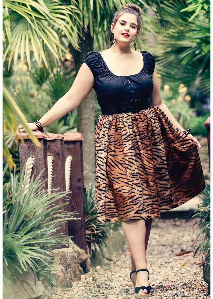 Hell Bunny Tora Tiger 50's Swing Skirt Brown 4 Hell Bunny Tora Tiger 50's Swing Skirt Brown - Image 4