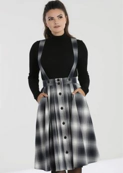 Hell Bunny Eddystone Pinafore 60's Swing Skirt Grey