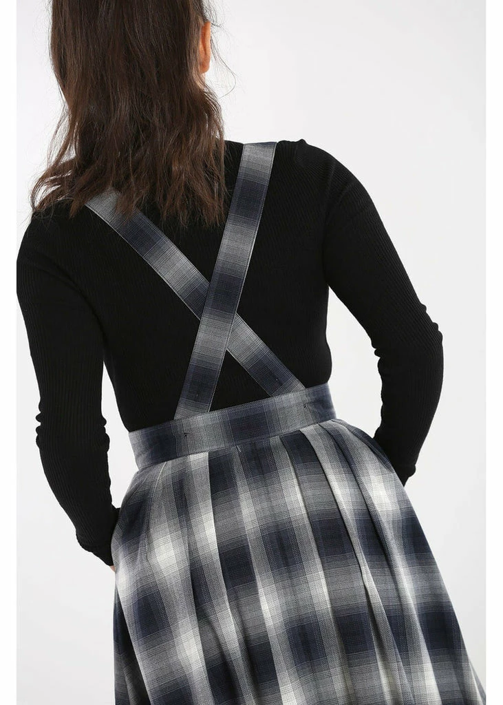 Hell Bunny Eddystone Pinafore 60's Swing Skirt Grey - Image 2
