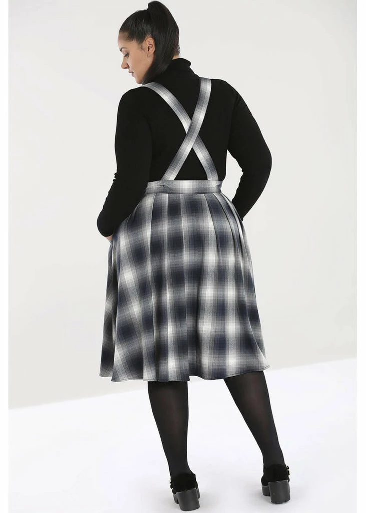 Hell Bunny Eddystone Pinafore 60's Swing Skirt Grey - Image 5
