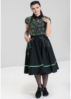 Hell Bunny Miss Muffet Spiderweb 50's Swing Skirt Black Green 10 Hell Bunny Miss Muffet Spiderweb 50's Swing Skirt Black Green -Hearts & Roses Sales hell bunny HLB50130 miss muffet skirt blk grn 1 1024x1024
