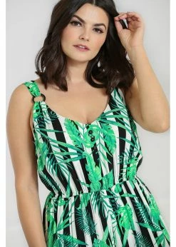 Alternative view of Hell Bunny Solana Leaves 70's Jumpsuit Black White