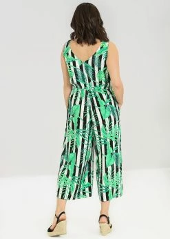 Hell Bunny Solana Leaves 70's Jumpsuit Black White -Hearts & Roses Sales hell bunny HLB50166 solana jumpsuit blk white 2 1024x1024