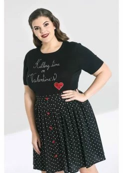 Alternative view of Hell Bunny Non Valentine Heart 60's Top Black