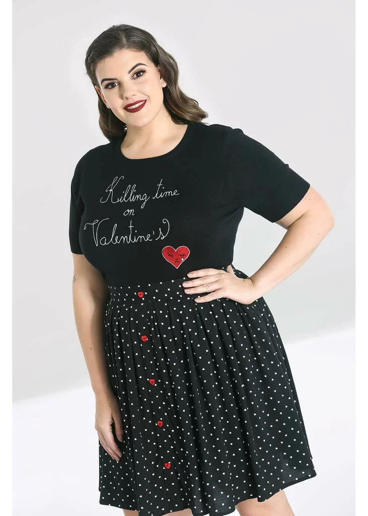 Hell Bunny Non Valentine Heart 60's Top Black 2 Hell Bunny Non Valentine Heart 60's Top Black - Image 2