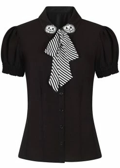Alternative view of Hell Bunny Skelli Skull 40's Blouse Black