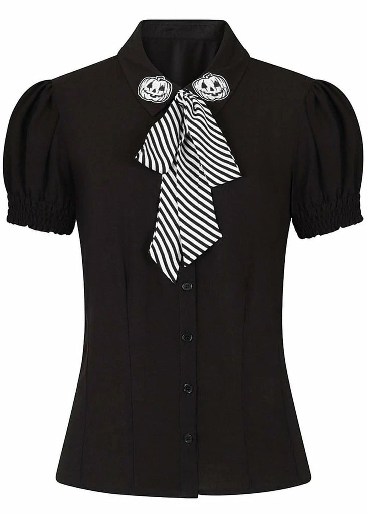 Hell Bunny Skelli Skull 40's Blouse Black 2 Hell Bunny Skelli Skull 40's Blouse Black - Image 2