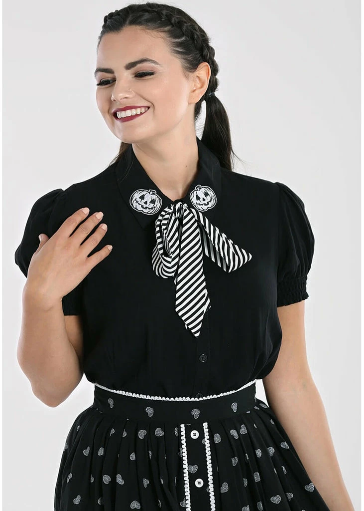 Hell Bunny Skelli Skull 40's Blouse Black 1 Hell Bunny Skelli Skull 40's Blouse Black