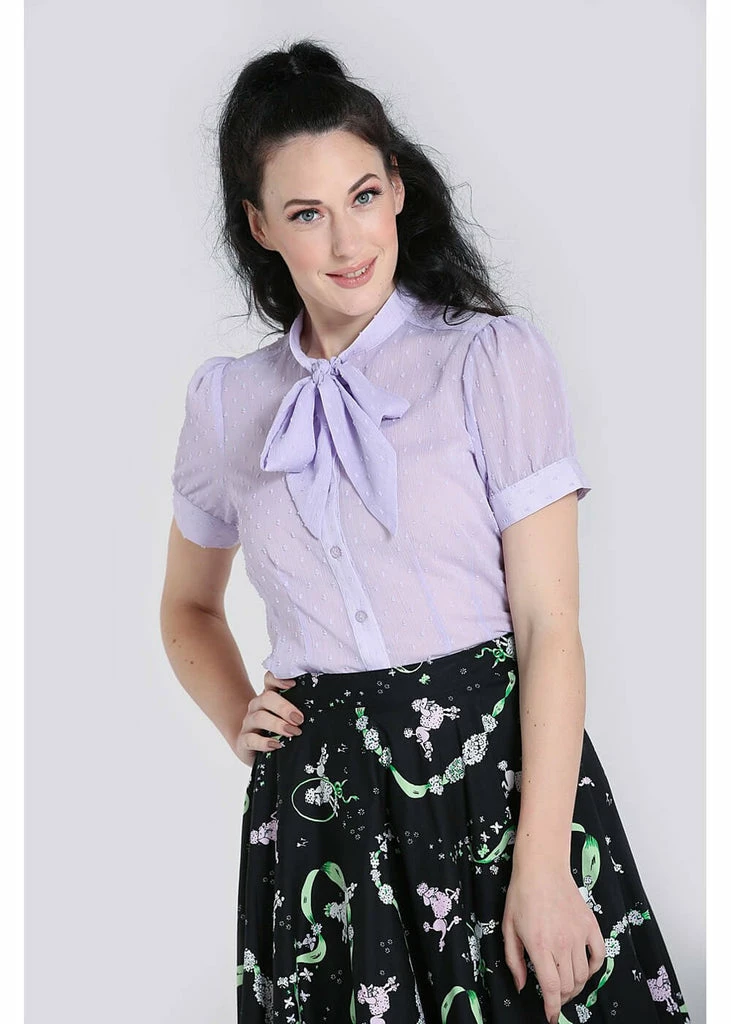 Hell Bunny Frilly Sundae 40's Blouse Lavender 3 Hell Bunny Frilly Sundae 40's Blouse Lavender - Image 3