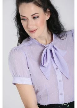 Hell Bunny Frilly Sundae 40's Blouse Lavender