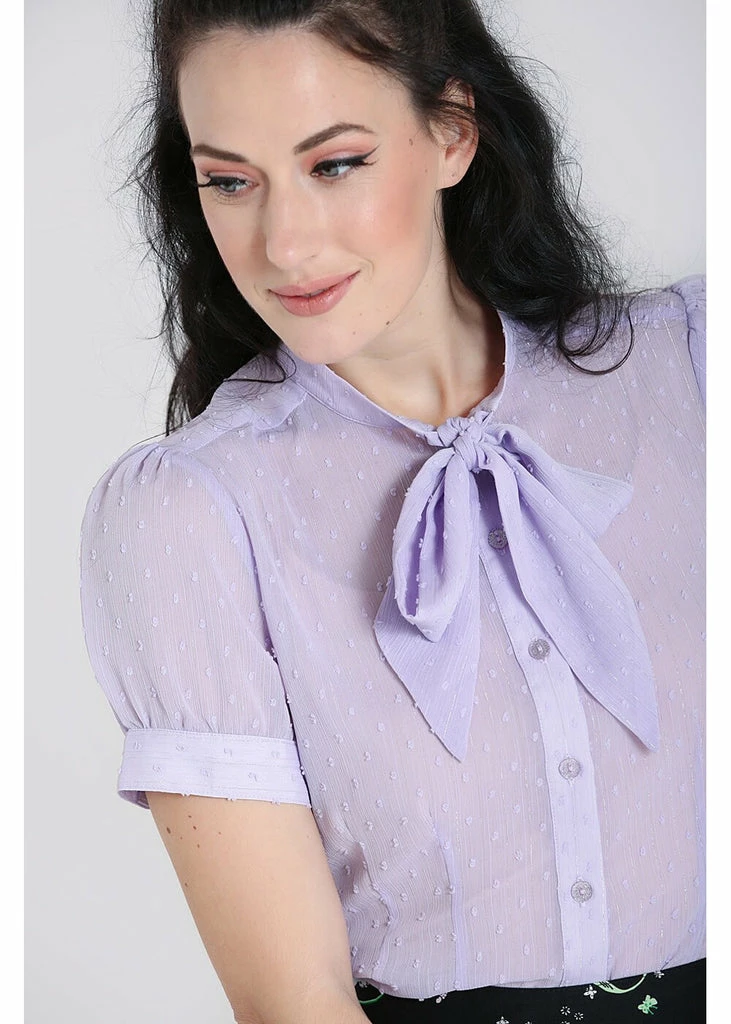 Hell Bunny Frilly Sundae 40's Blouse Lavender 1 Hell Bunny Frilly Sundae 40's Blouse Lavender