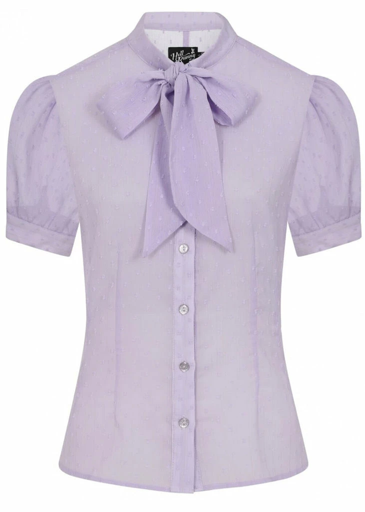 Hell Bunny Frilly Sundae 40's Blouse Lavender 2 Hell Bunny Frilly Sundae 40's Blouse Lavender - Image 2