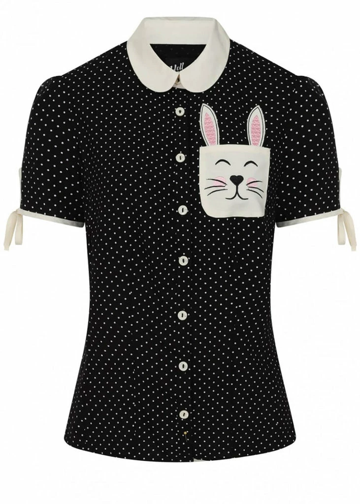 Hell Bunny Miffy Polkadot 40's Blouse Black 1 Hell Bunny Miffy Polkadot 40's Blouse Black