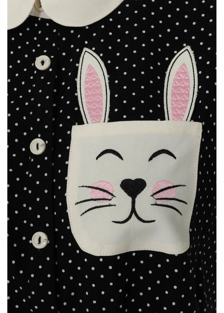 Hell Bunny Miffy Polkadot 40's Blouse Black 2 Hell Bunny Miffy Polkadot 40's Blouse Black - Image 2