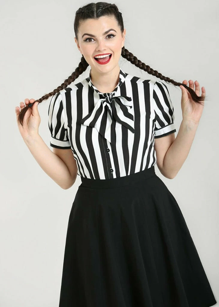 Hell Bunny Juno 40's Blouse Black White 3 Hell Bunny Juno 40's Blouse Black White - Image 3