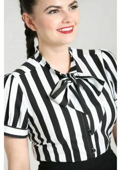 Alternative view of Hell Bunny Juno 40's Blouse Black White