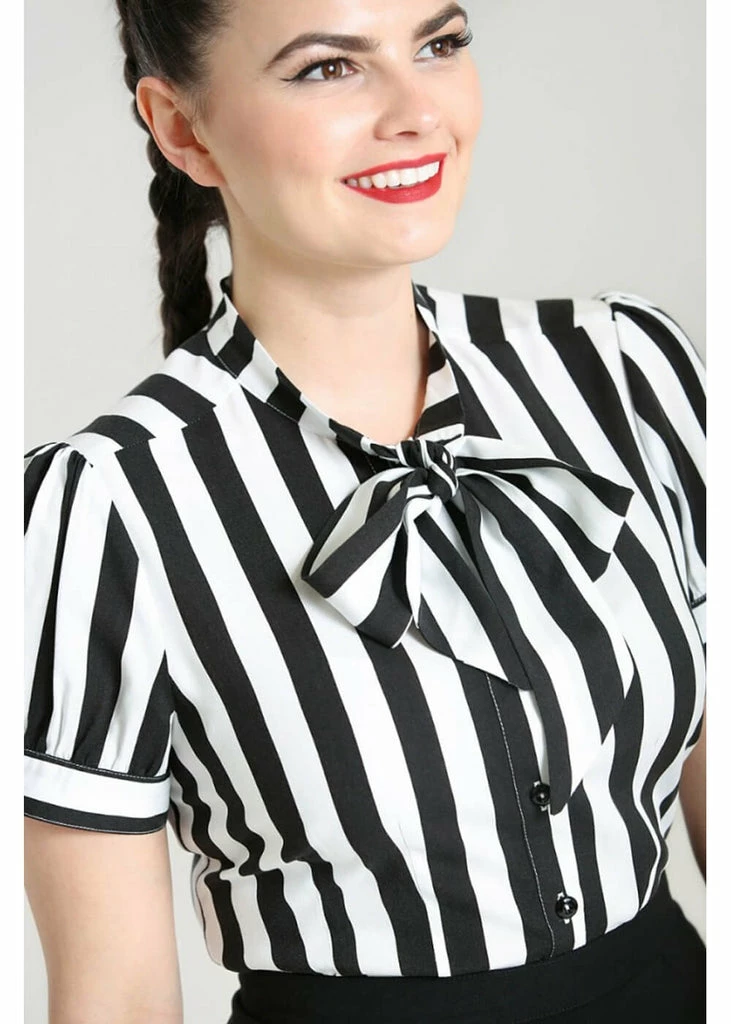 Hell Bunny Juno 40's Blouse Black White 2 Hell Bunny Juno 40's Blouse Black White - Image 2
