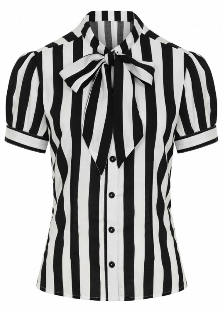Hell Bunny Juno 40's Blouse Black White 1 Hell Bunny Juno 40's Blouse Black White