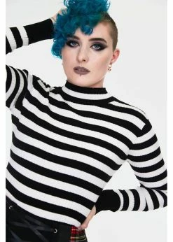 Jawbreaker Menace Stripe Sweater White Black