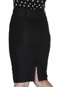 Alternative view of Killstar Rebel Hell Skull Midi Pencil Skirt Black