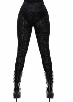 Killstar Althea's Evil Velvet Leggings Black -Hearts & Roses Sales killstar KSRA003296 altheas evil leggings blk 1 1024x1024