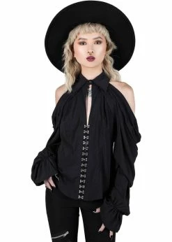 Killstar Devil's Advocate Blouse Black -Hearts & Roses Sales killstar KSRA003373 devils advocate blouse blk 1 1024x1024