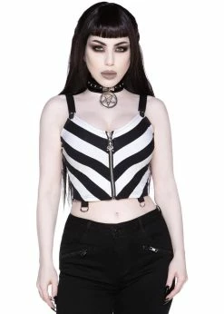 Killstar Stripe O Negative 80's Top Black White