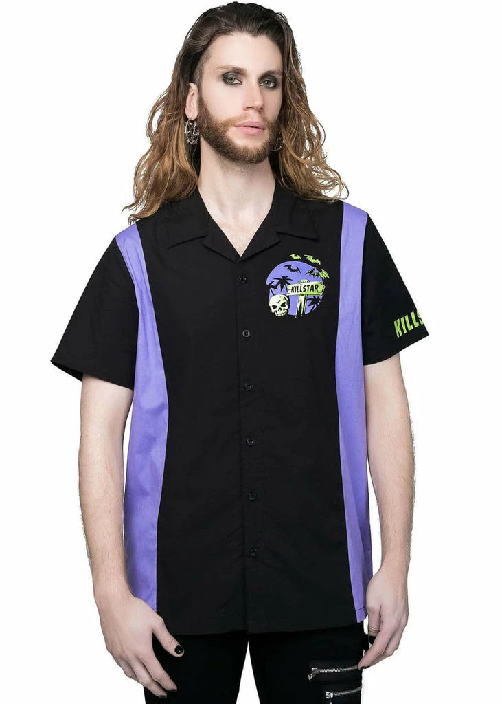 Killstar Vince Ray Kon-Tiki 50's Bowling Shirt Black 1 Killstar Vince Ray Kon-Tiki 50's Bowling Shirt Black