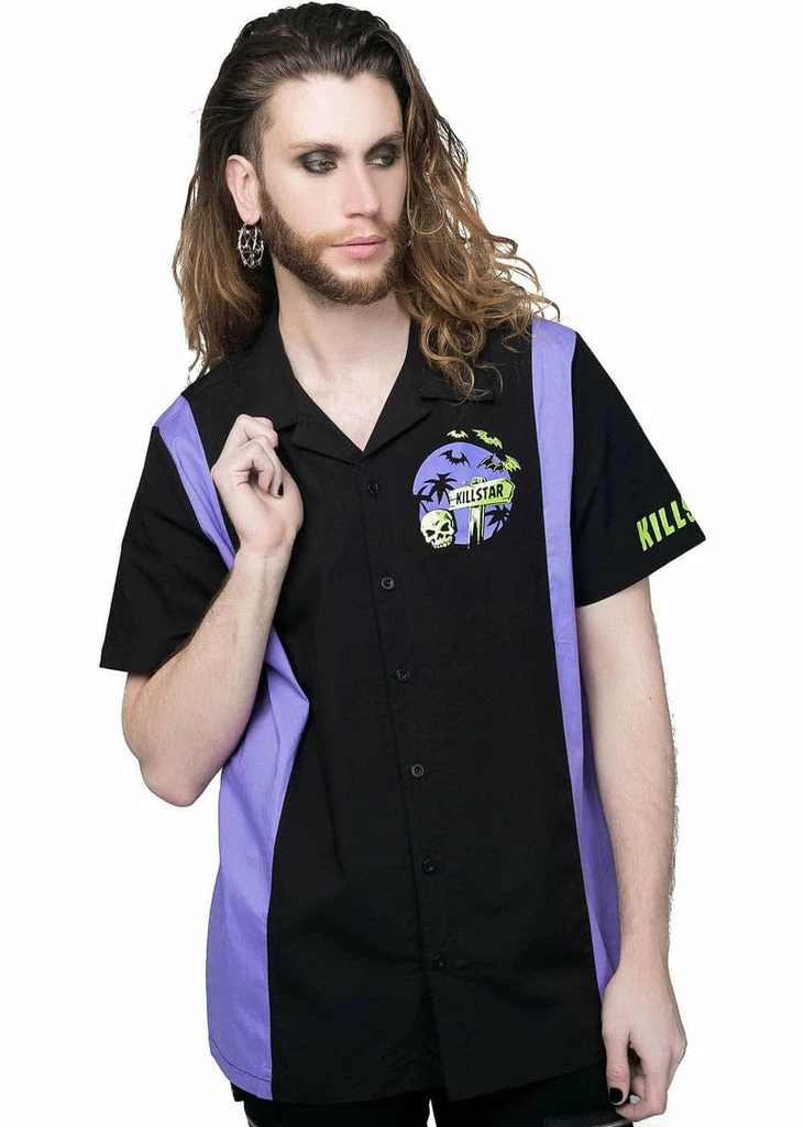 Killstar Vince Ray Kon-Tiki 50's Bowling Shirt Black 3 Killstar Vince Ray Kon-Tiki 50's Bowling Shirt Black - Image 3