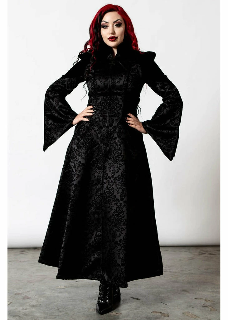 Killstar Vyolet Brocade Coat Black 1 Killstar Vyolet Brocade Coat Black