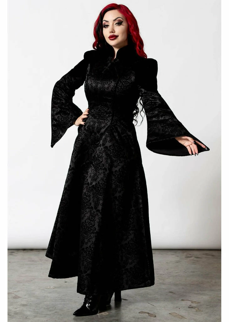 Killstar Vyolet Brocade Coat Black 2 Killstar Vyolet Brocade Coat Black - Image 2