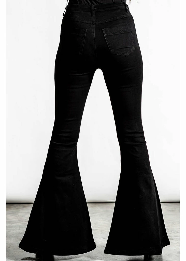 Killstar Unholy Trinity Flare 70's Trousers Black 2 Killstar Unholy Trinity Flare 70's Trousers Black - Image 2