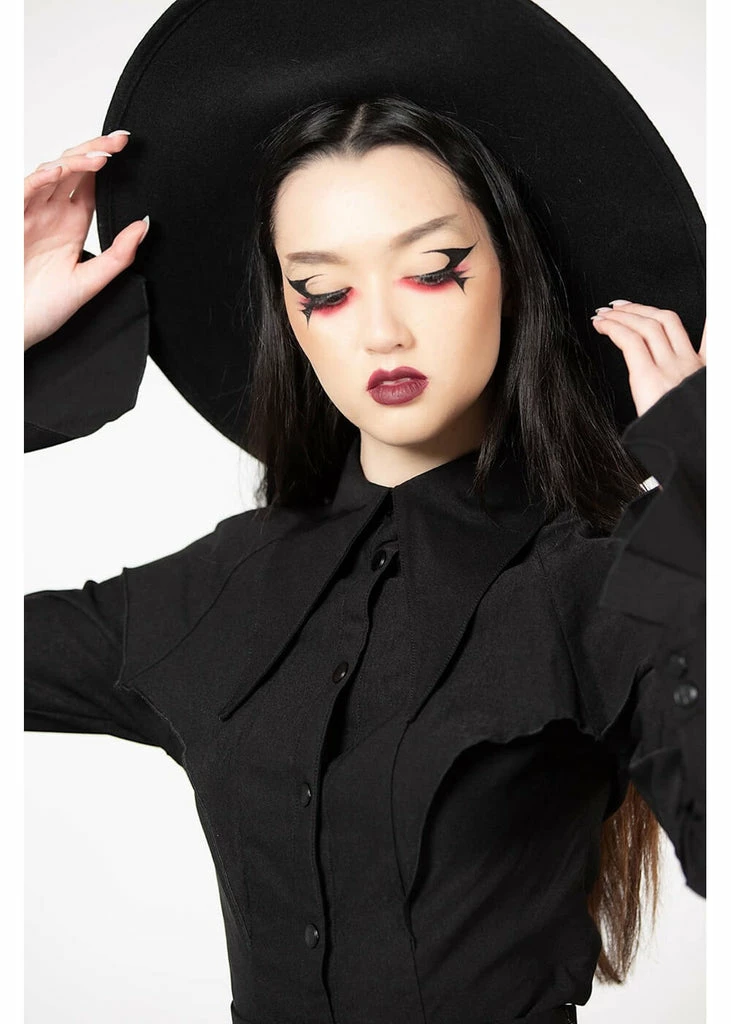 Killstar Magda Winged Shirt Blouse Black 3 Killstar Magda Winged Shirt Blouse Black - Image 3