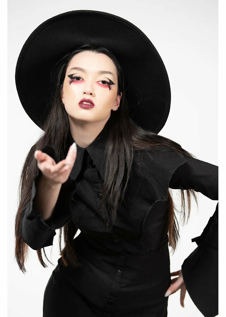 Killstar Magda Winged Shirt Blouse Black 4 Killstar Magda Winged Shirt Blouse Black - Image 4