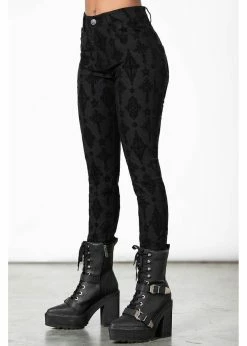 Killstar Nora Flocked Trousers Black