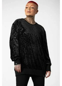 Killstar Blasphemia Velvet Sweatshirt Black