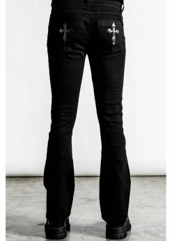 Killstar Strike A Cord Corduroy 60's Trousers Black -Hearts & Roses Sales killstar KSRA005488 strike cord trousers blk 2 7f781f03 4bfe 42c7 ad1e f9338b9cd9ec 1024x1024