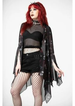 Alternative view of Killstar Fairy Moss Mesh Cover Up Black