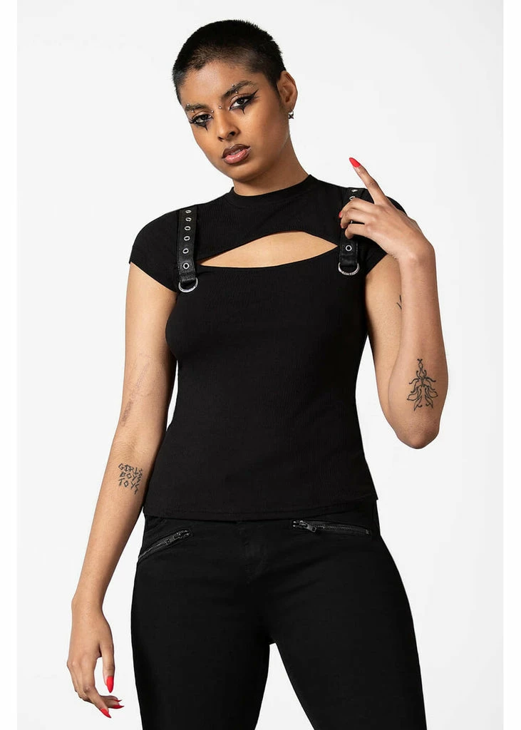Killstar Trudy Keyhole Top Black 3 Killstar Trudy Keyhole Top Black - Image 3