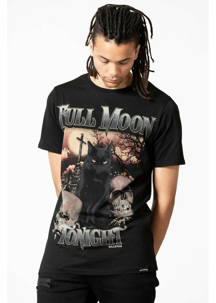 Killstar Full Moon Cat T-Shirt Black 2 Killstar Full Moon Cat T-Shirt Black - Image 2