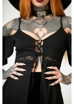 Alternative view of Killstar Amber Bat 70's Top Black
