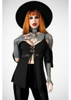 Killstar Amber Bat 70's Top Black