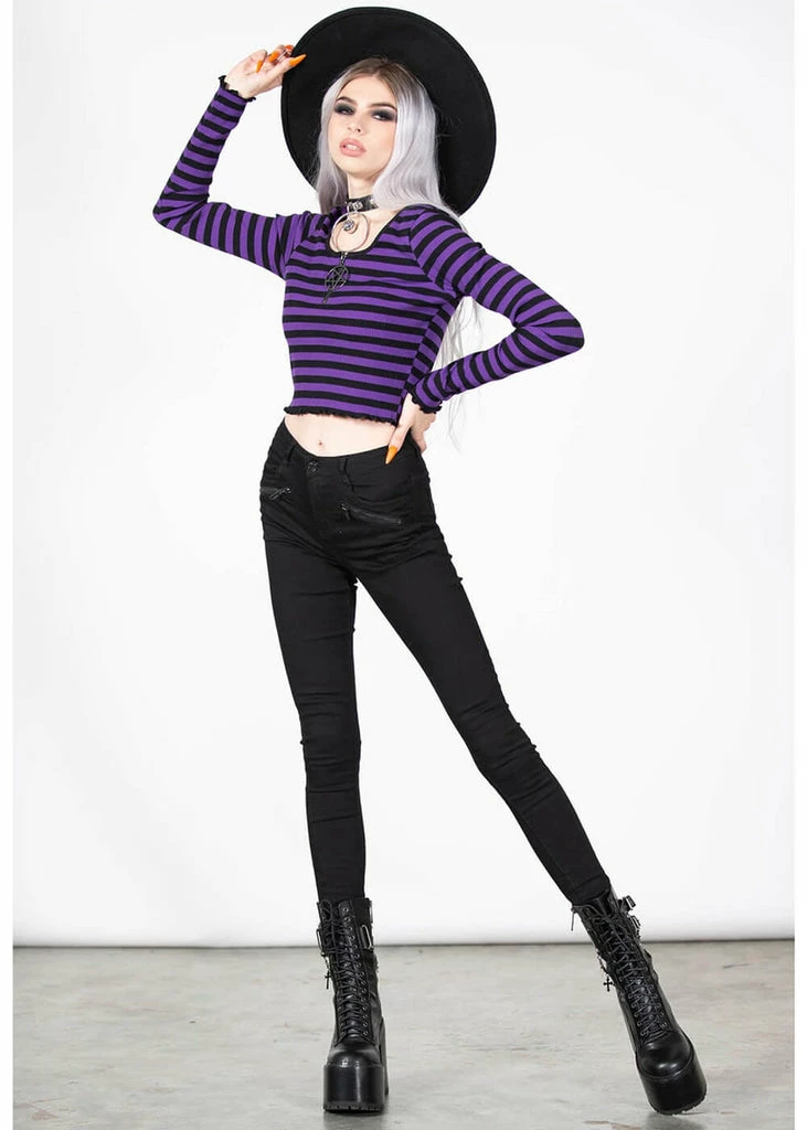 Killstar Chimera Stripe Top Purple 4 Killstar Chimera Stripe Top Purple - Image 4