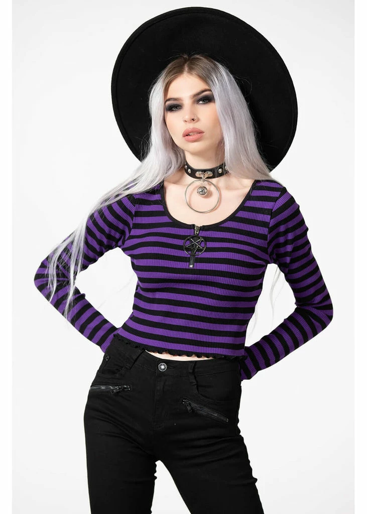 Killstar Chimera Stripe Top Purple 1 Killstar Chimera Stripe Top Purple