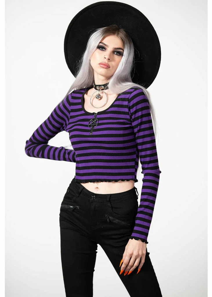 Killstar Chimera Stripe Top Purple 3 Killstar Chimera Stripe Top Purple - Image 3
