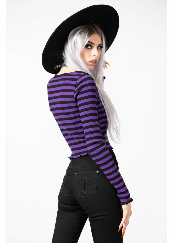 Killstar Chimera Stripe Top Purple 6 Killstar Chimera Stripe Top Purple - Image 6