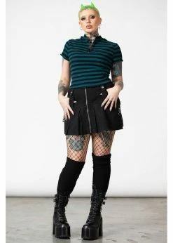 Killstar Malkin Stripe Crop Top Green -Hearts & Roses Sales killstar KSRA006235 malkin crop top green 0 1024x1024